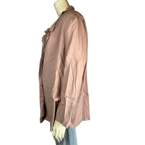 Asos Women Blazer Jacket Blush Pink One Button Flap Pockets Rayon Linen Blend 10 - Picture 10 of 11